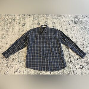 Burberry Navy and White Checkered Shirt